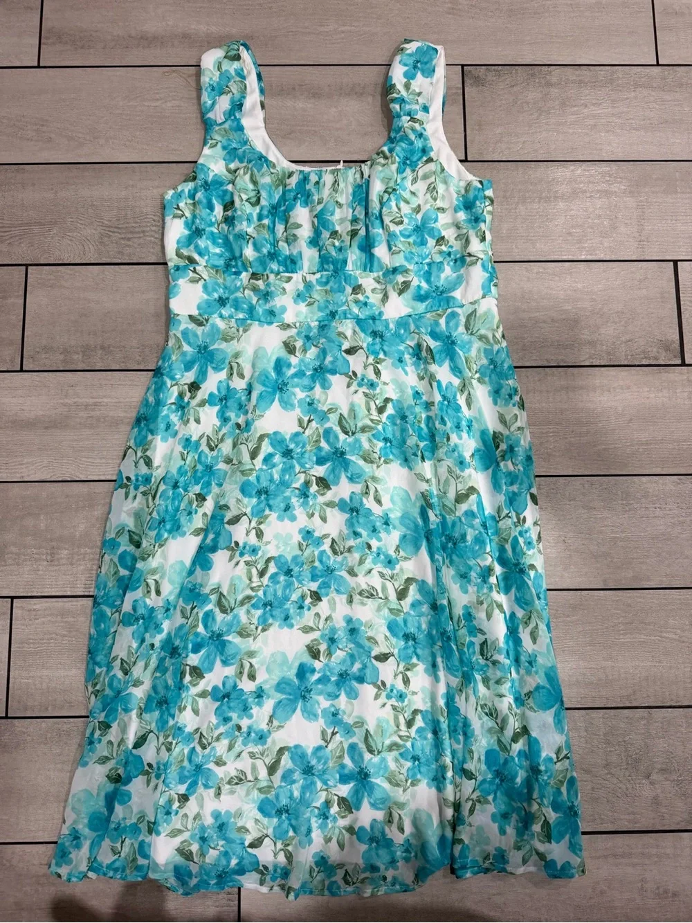 connected apparel Aqua Floral Sleeveless Girls Dress